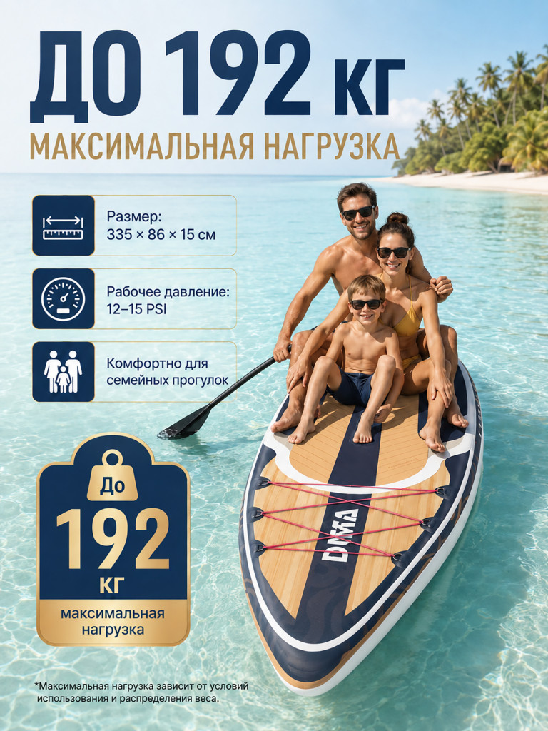 Сапборд двухслойный DAMA MONCHORIA Yellow 335 см