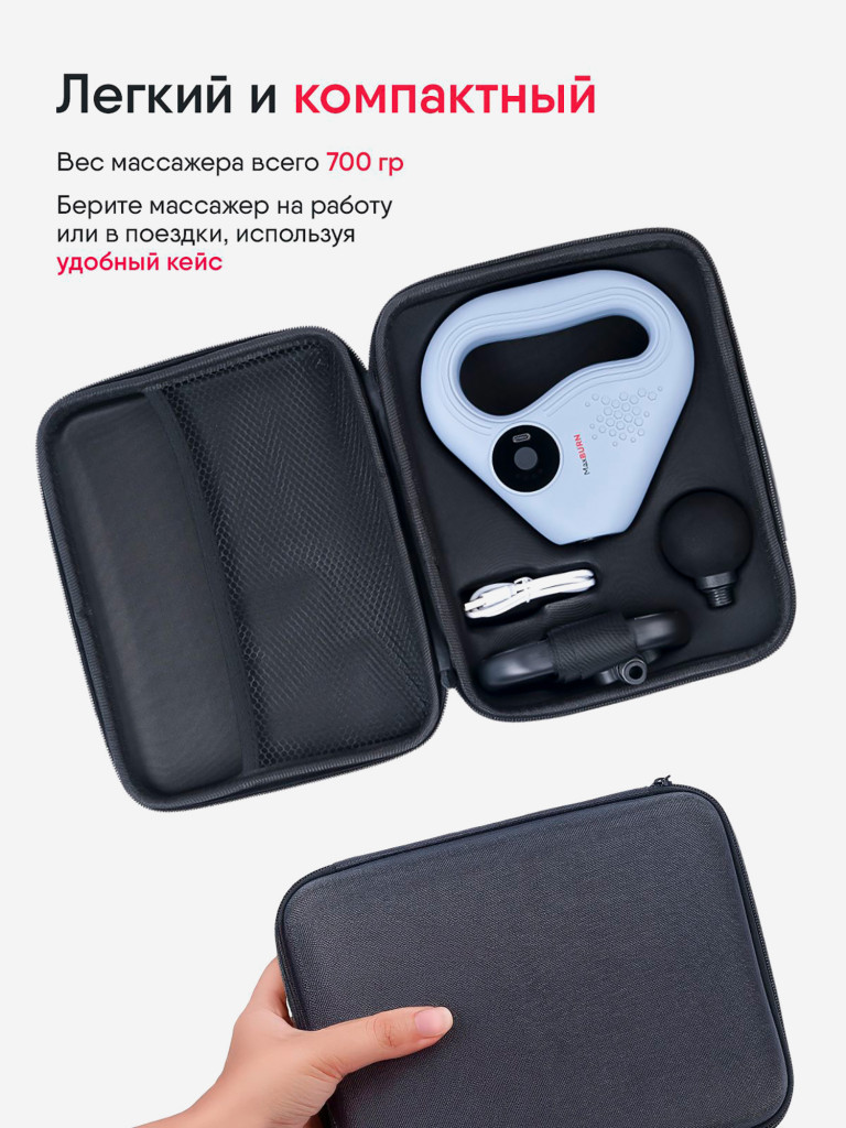 Массажер перкуссионный для тела Ergonova Max Burn с ремнем, 2 в 1 лимфодренажный антицеллюлитный