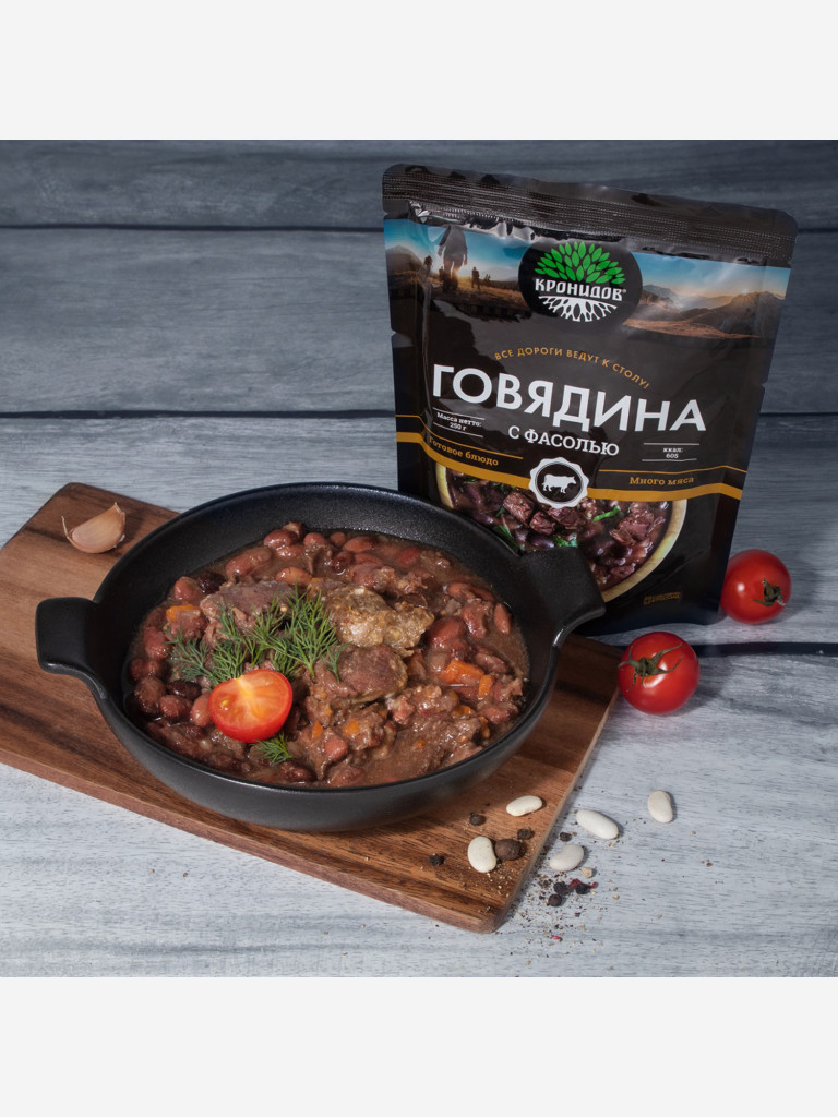 Готовое блюдо Говядина с фасолью 250 г. (Кронидов) 15шт*250г, 3,75кг