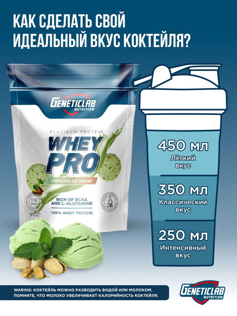Протеин WHEY PRO 1000 g Фисташковое мороженое Geneticlab Nutrition