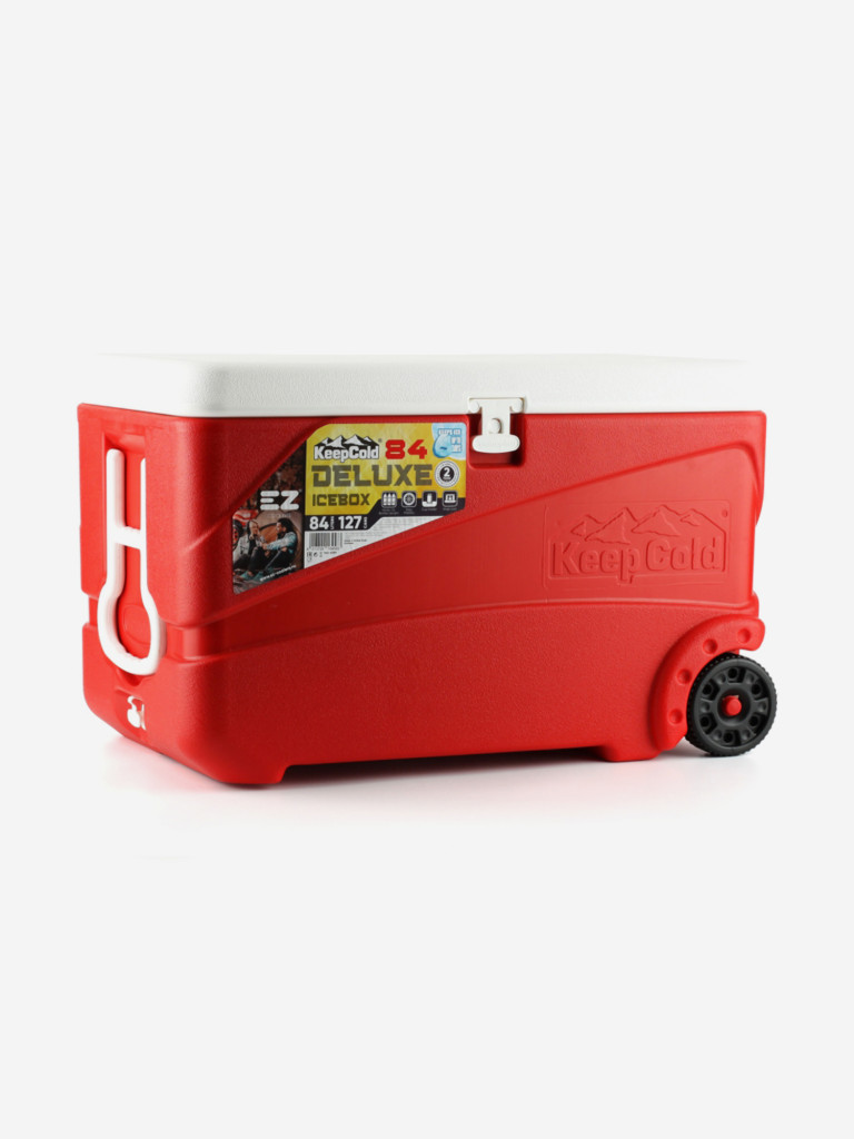 Термоконтейнер EZ COOLERS Keep cold deluxe icebox, 84 л, на колесах, красный