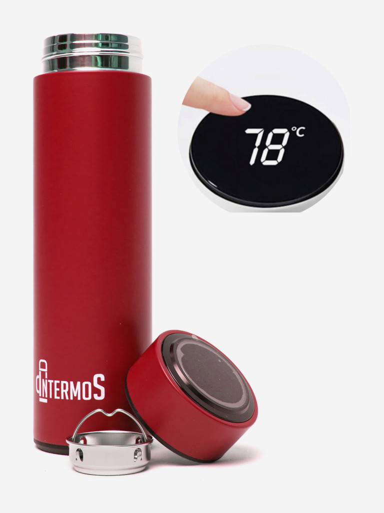 Термос с узким горлом с термодатчиком Intermos, 500 мл, красный