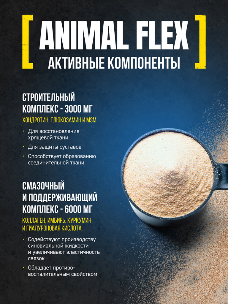 Глюкозамин хондроитин msm Animal Flex Powder, 30 порций, апельсин