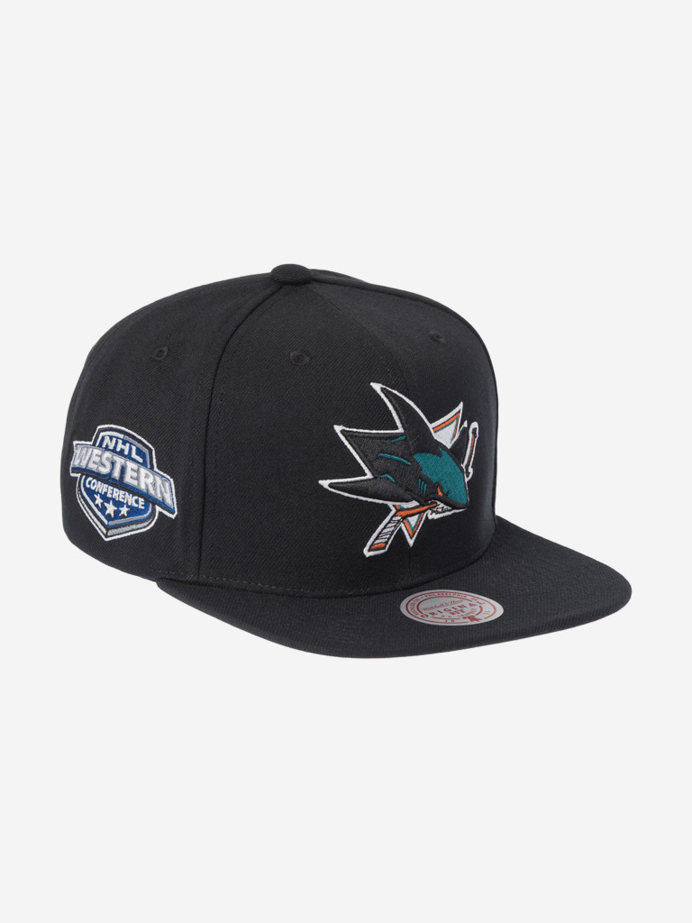 Бейсболка с прямым козырьком MITCHELL NESS HS8035-SJSBLCK San Jose Sharks NHL