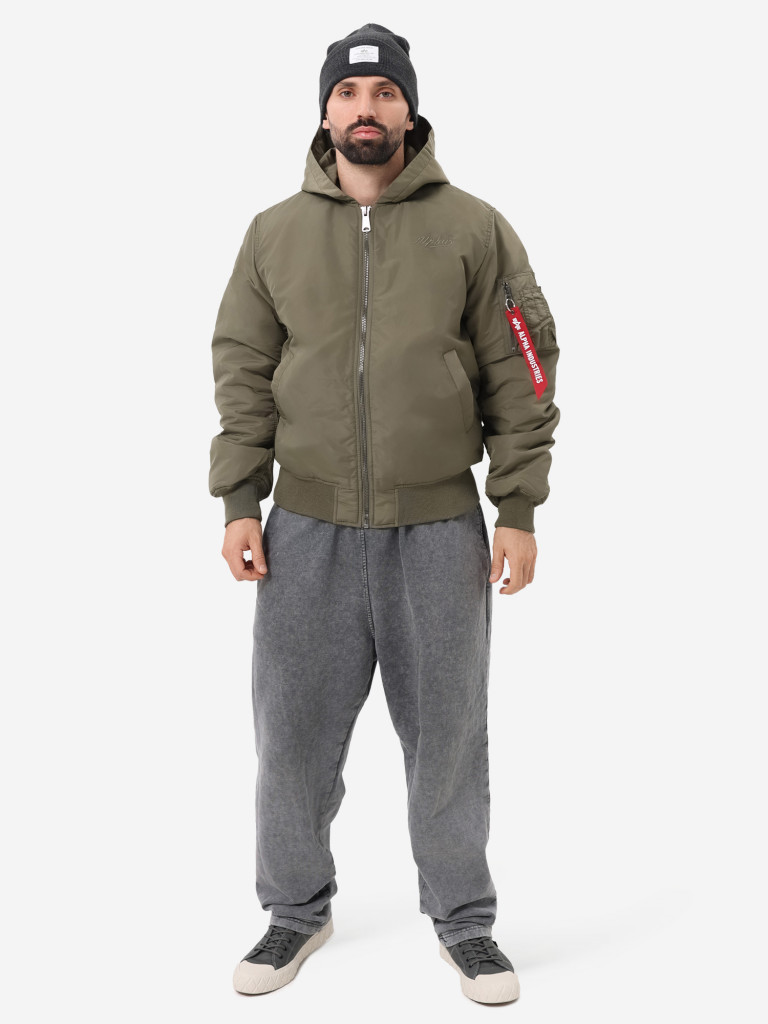 Бомбер утепленный мужской MA-1 Hooded Logo Oxford Alpha Industries