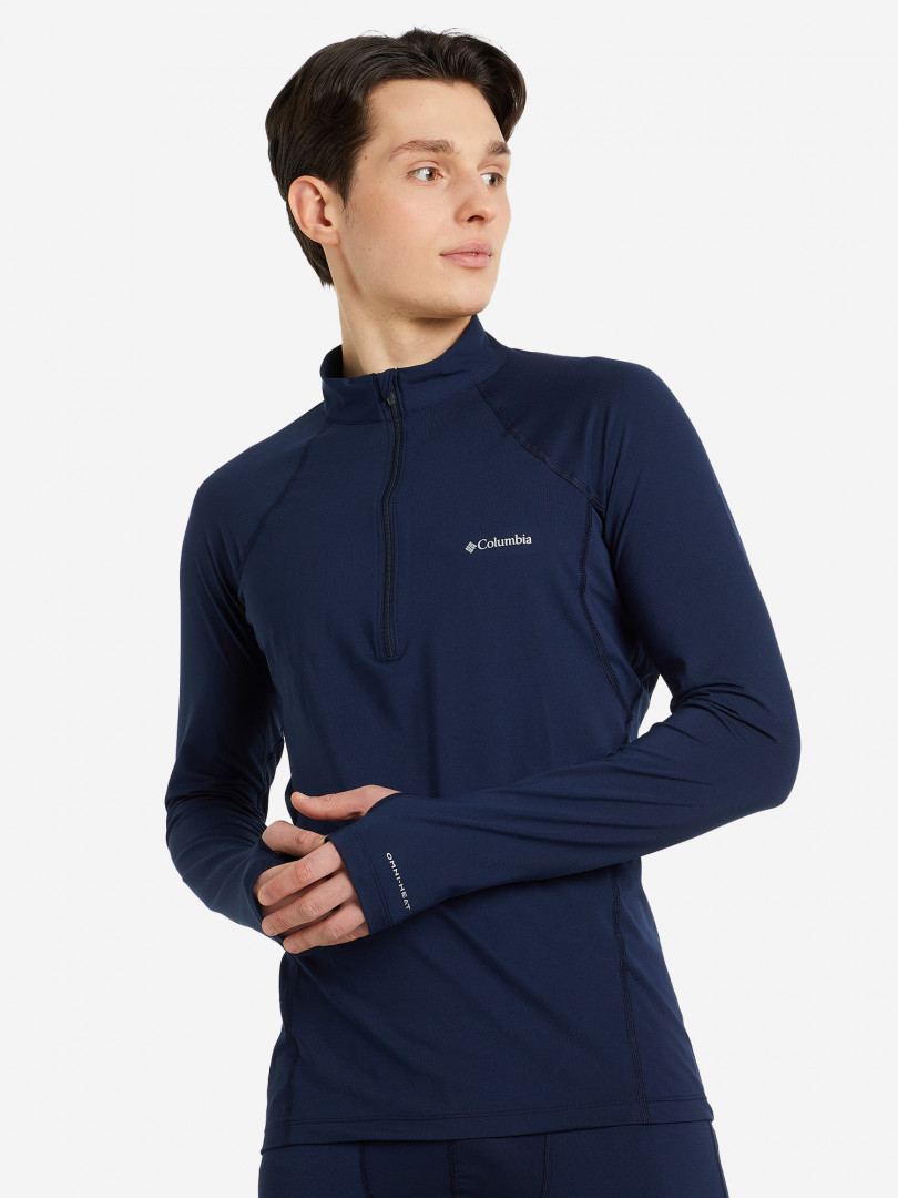 фото Термобелье верх мужское columbia midweight stretch long sleeve half zip, синий