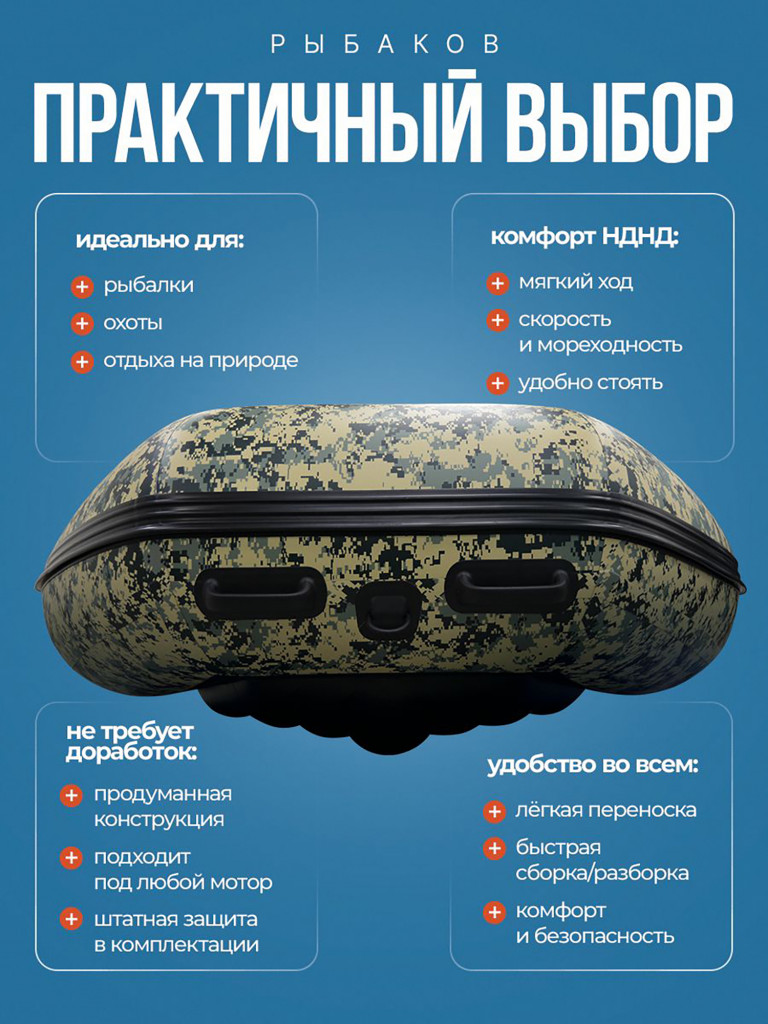 Лодка Хантер 390 А - зеленый пиксель - Лодка ПВХ надувная, Hunterboat