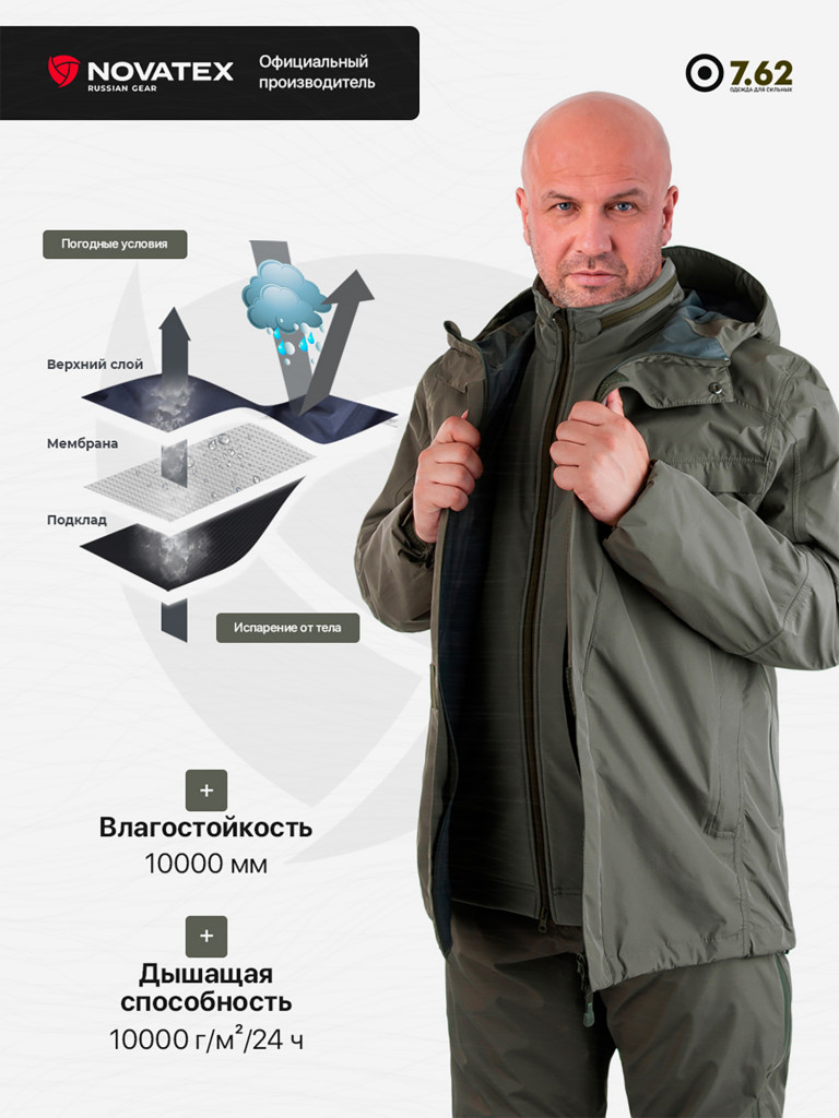 Костюм летний для охоты и рыбалки Монолит 7.62, хаки