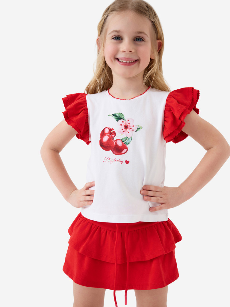 Комплект для девочек: футболка, юбка-шорты PlayToday