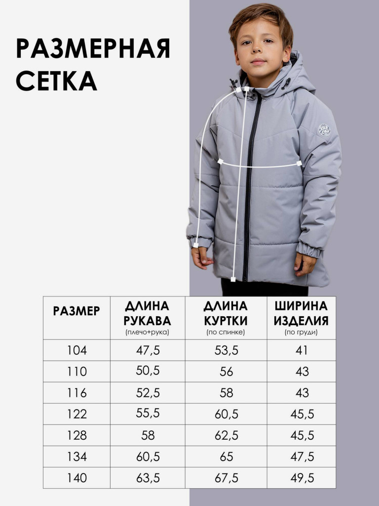 Куртка-парка утепленная детская batik Мико серый