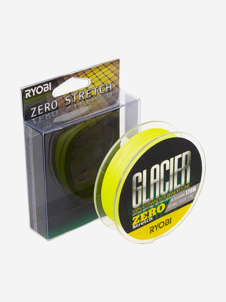 Шнур плетеный для рыбалки Ryobi GLACLER ZERO 120м, 0,203мм, 10кг, желтый