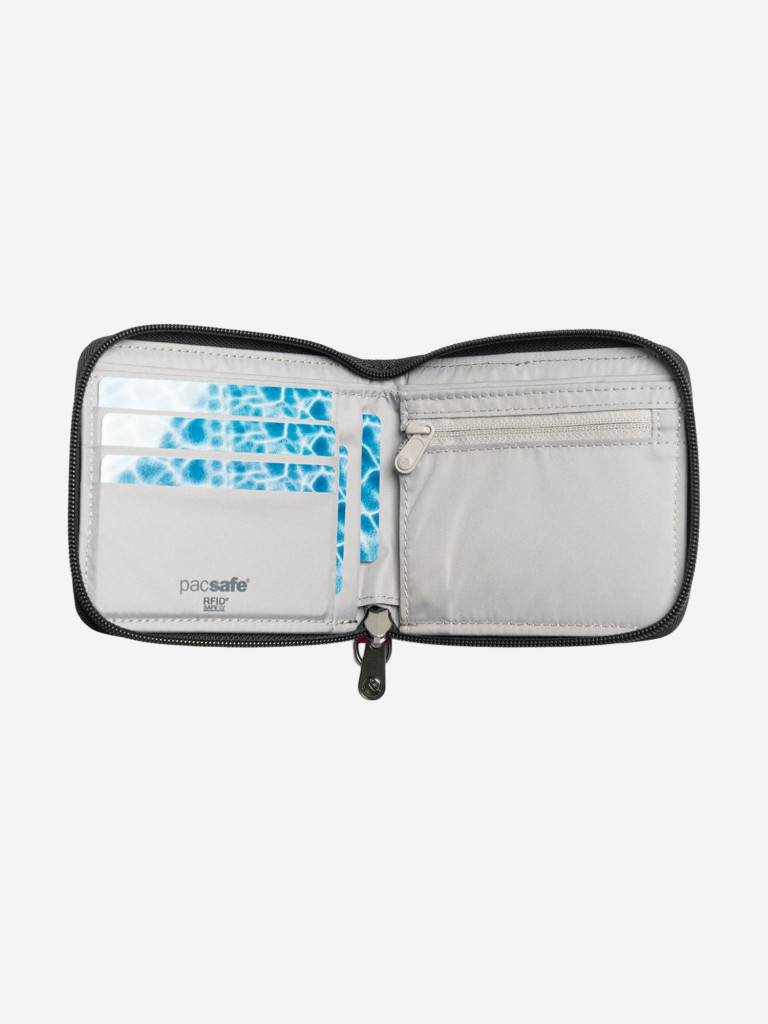 Кошелек антивор Pacsafe RFIDsafe zip wallet, серый