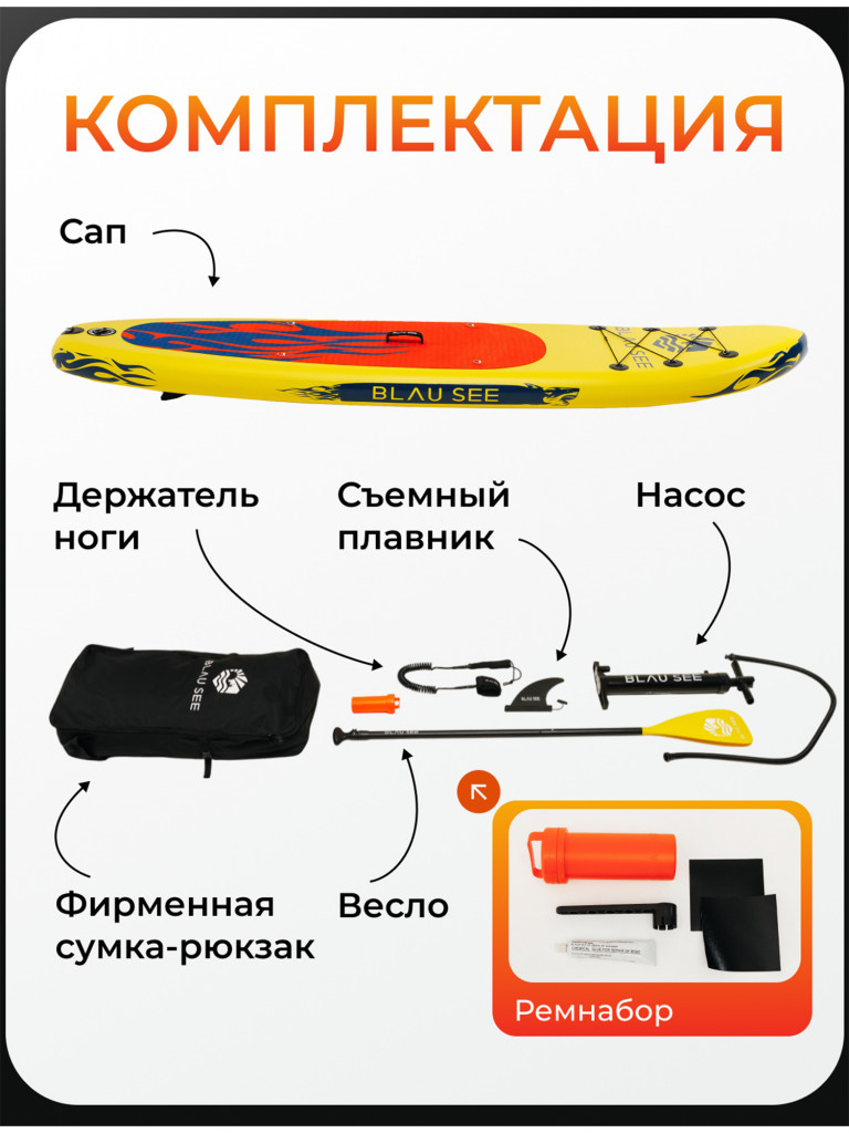 Сапборд надувной двухслойный BLAU SEE Shark 10,6
