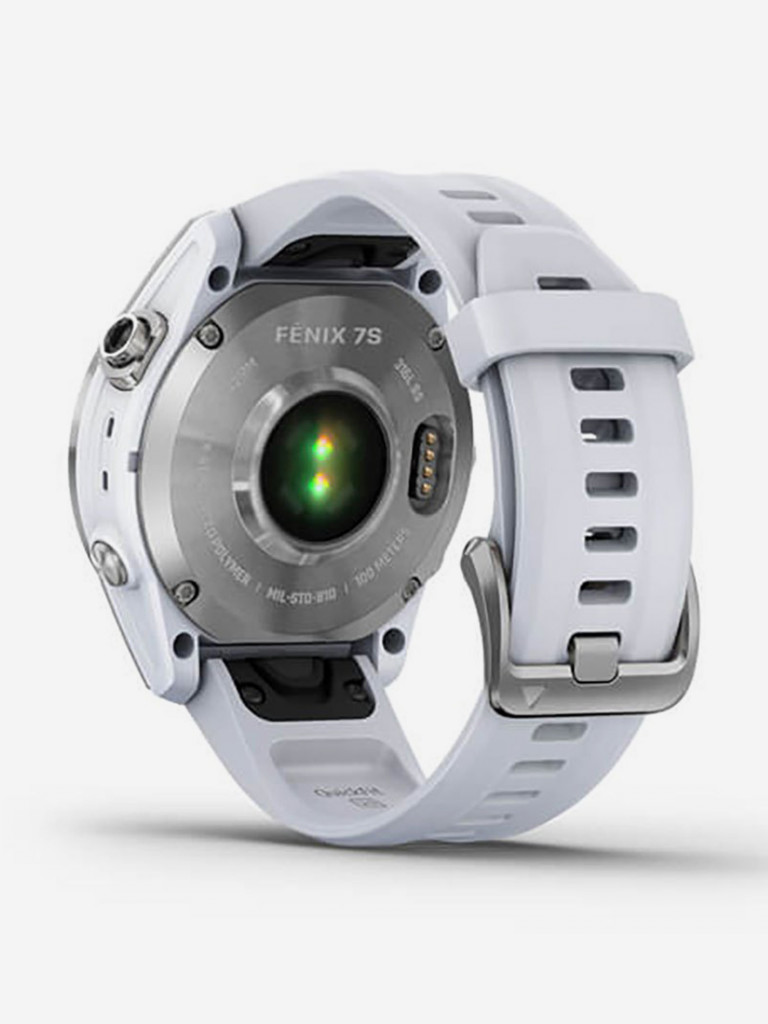 Спортивные наручные часы Garmin Fenix 7s Silver с белым силиконовым ремешком