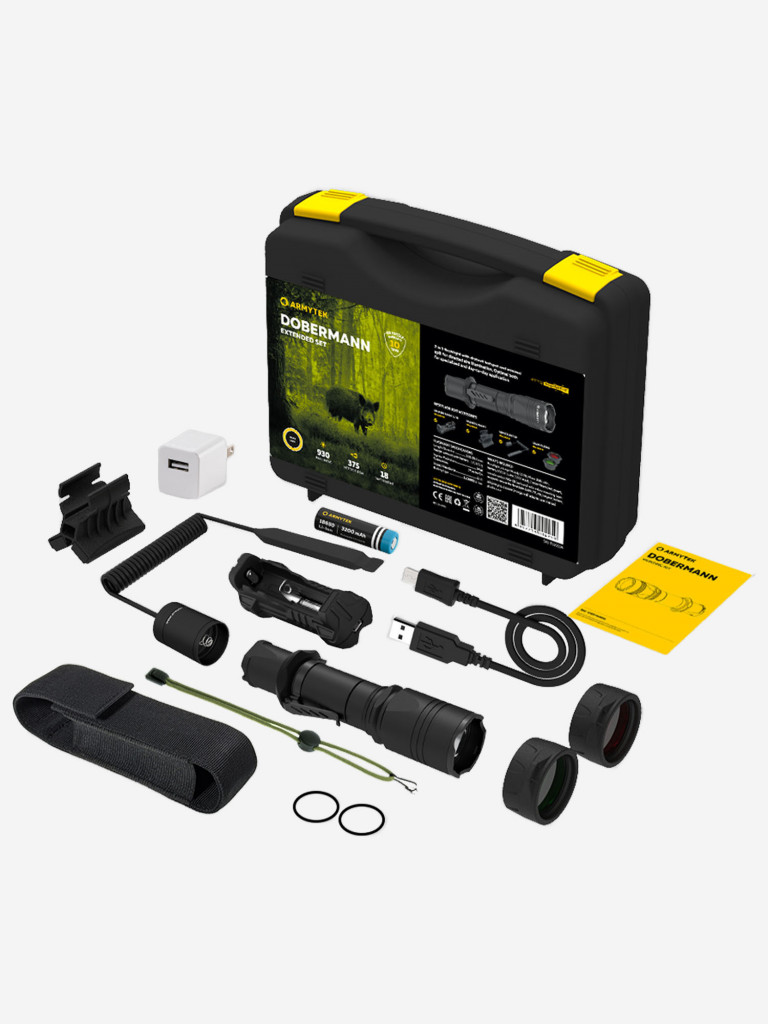 Фонарь ручной Armytek Dobermann Extended Set, теплый свет