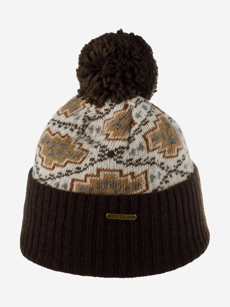 Шапка с помпоном STETSON 8599386 BEANIE NAVAJO (коричневый)