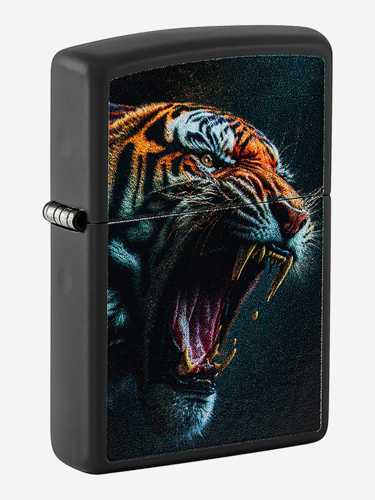 Зажигалка бензиновая ветроустойчивая Zippo Tiger Roar Design Black Matte