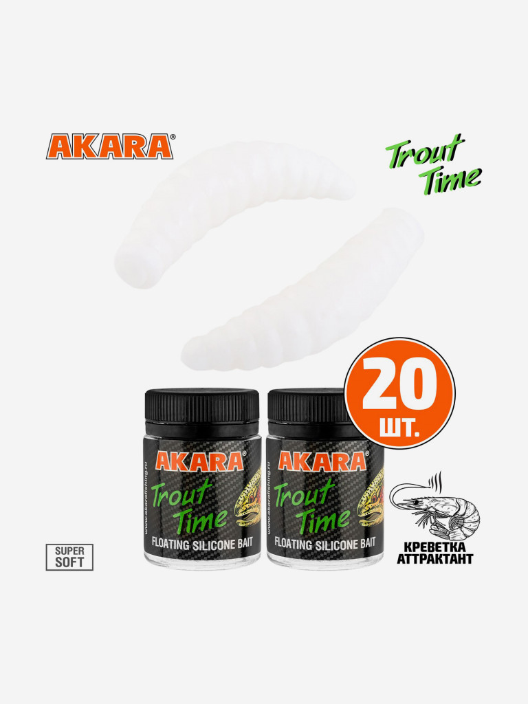 Силиконовая приманка Akara Trout Time MAGGOT 1,6 02T, Shrimp (20 шт.)