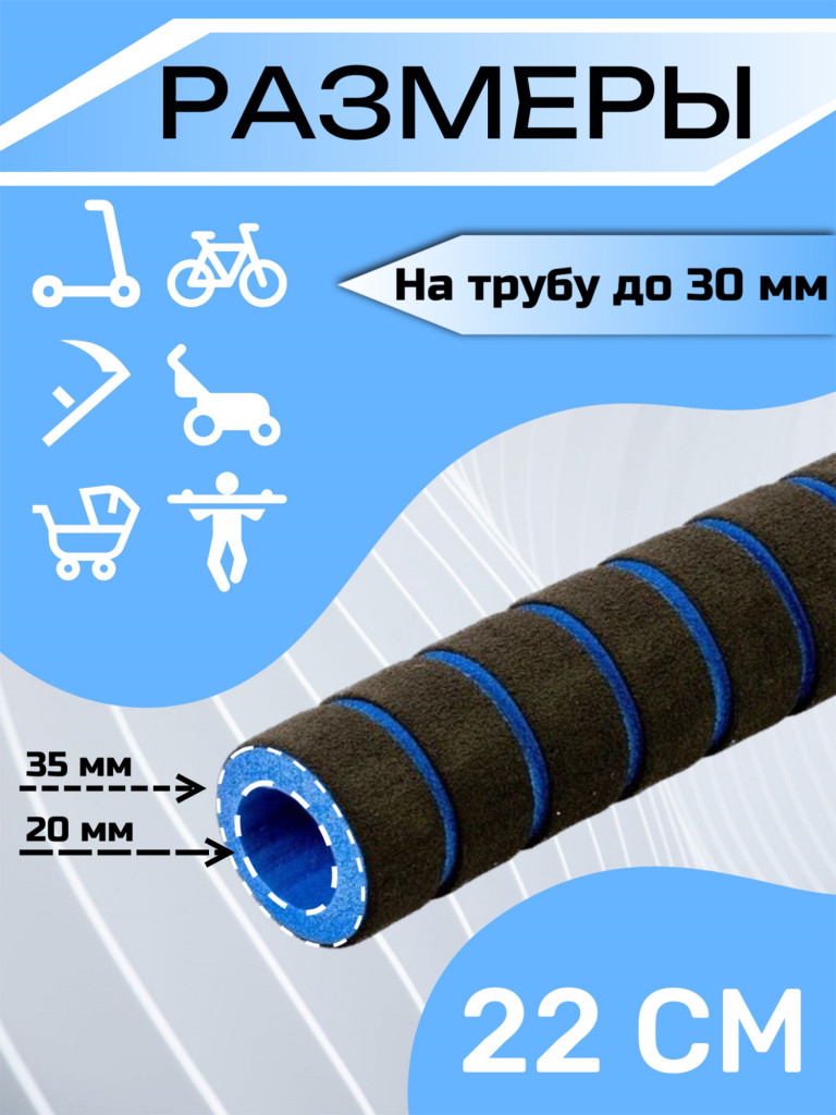 Комплект неопреновых ручек 7 штук. Синие