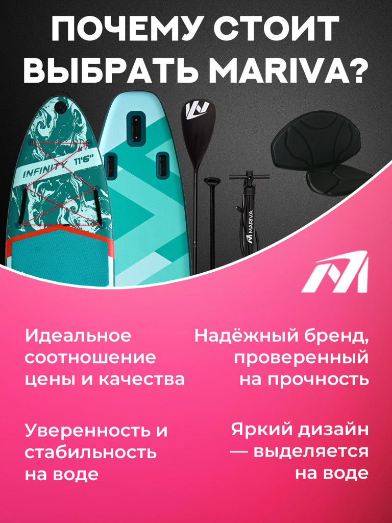 Надувной сапборд MARIVA Infinity FOREST PRO, 11'6" 351x89x15 см