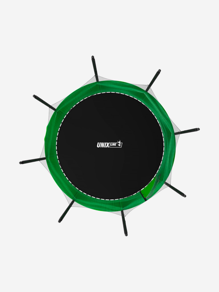 Батут каркасный UNIX Line Simple 12 ft Green с внутренней защитной сеткой, общий диаметр 366 см, до 150 кг