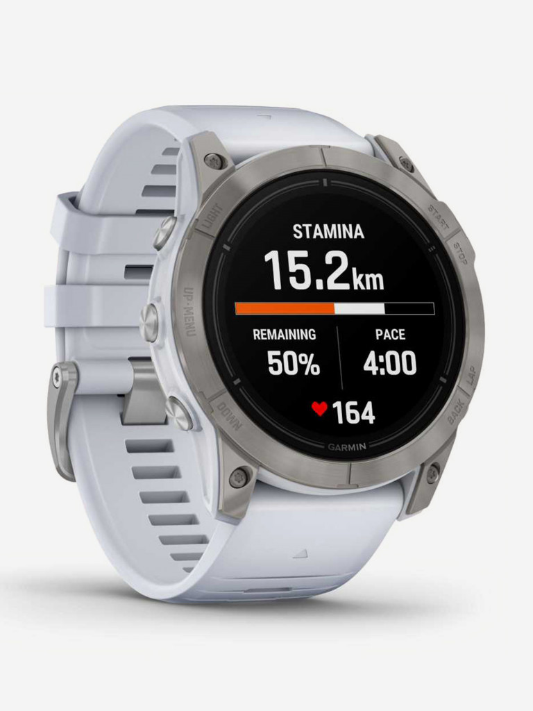 Спортивные часы Garmin EPIX PRO (Gen 2) Sapphire Edition 51 мм, титановый белый, DLC, белый силиконовый ремешок