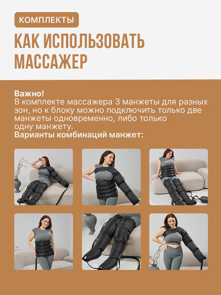 Массажер для всего тела SENNE, лимфодренажный для ног, рук и талии 4-х камерный