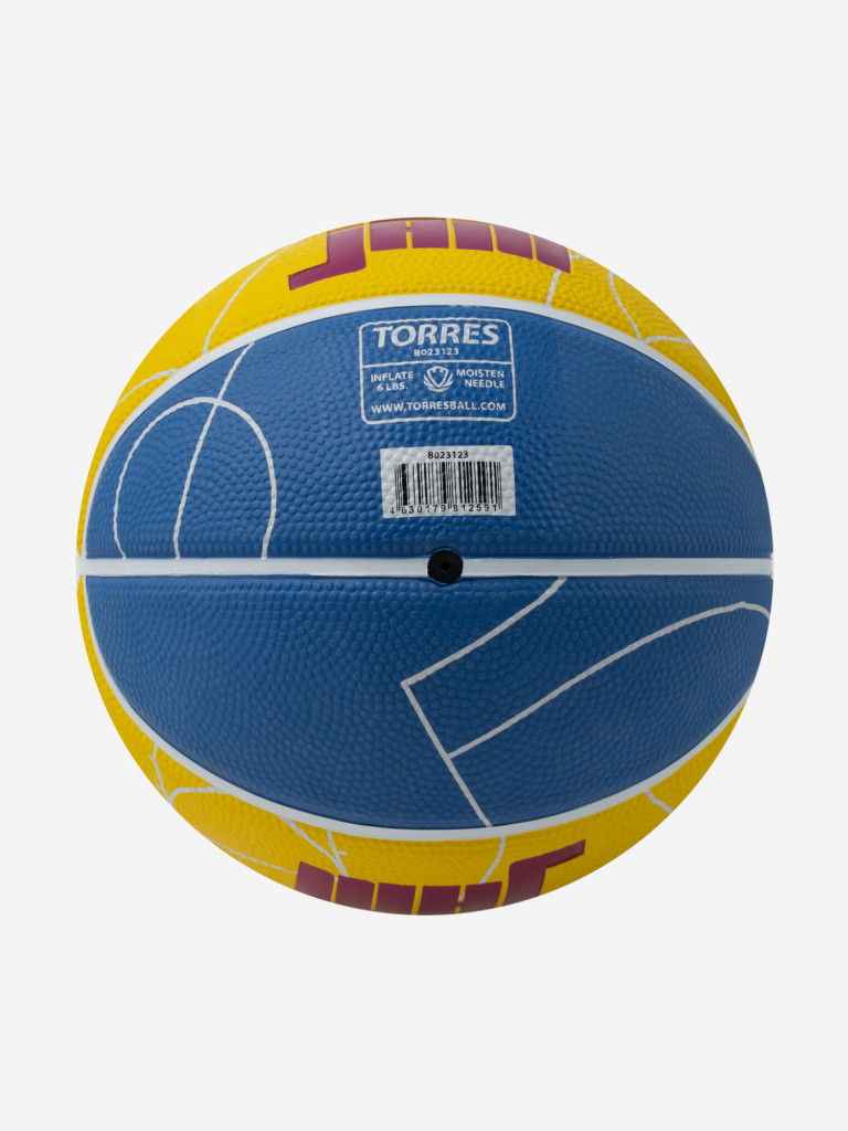 Мяч баскетбольный TORRES Jam, B023123, р.3, резина, нейлон. корд, бут. кам., син-желто-малиновый