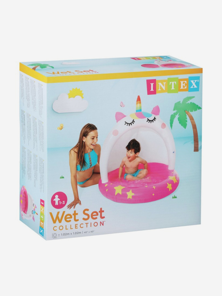 Детский надувной бассейн с навесом Intex 58438NP (102х102см) от 1-3 лет