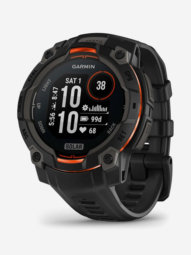 Спортивные часы Garmin Instinct 3 45mm Solar черные с черным ремешком