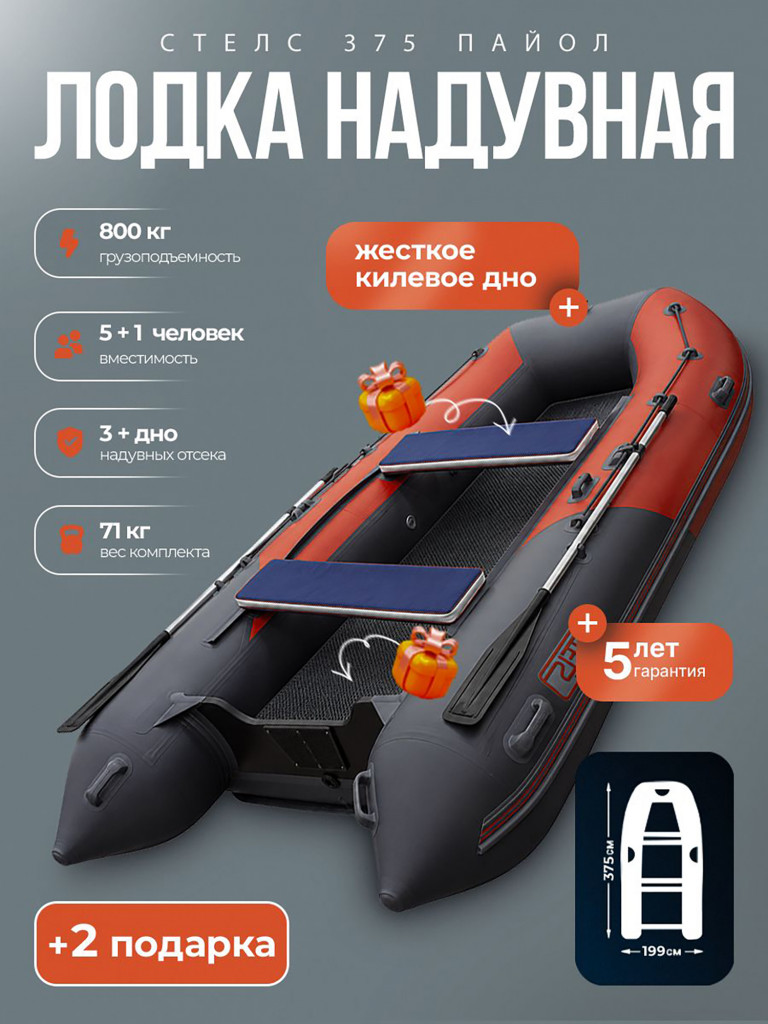 Стелс 375 сер/крас (накладки и коврик)