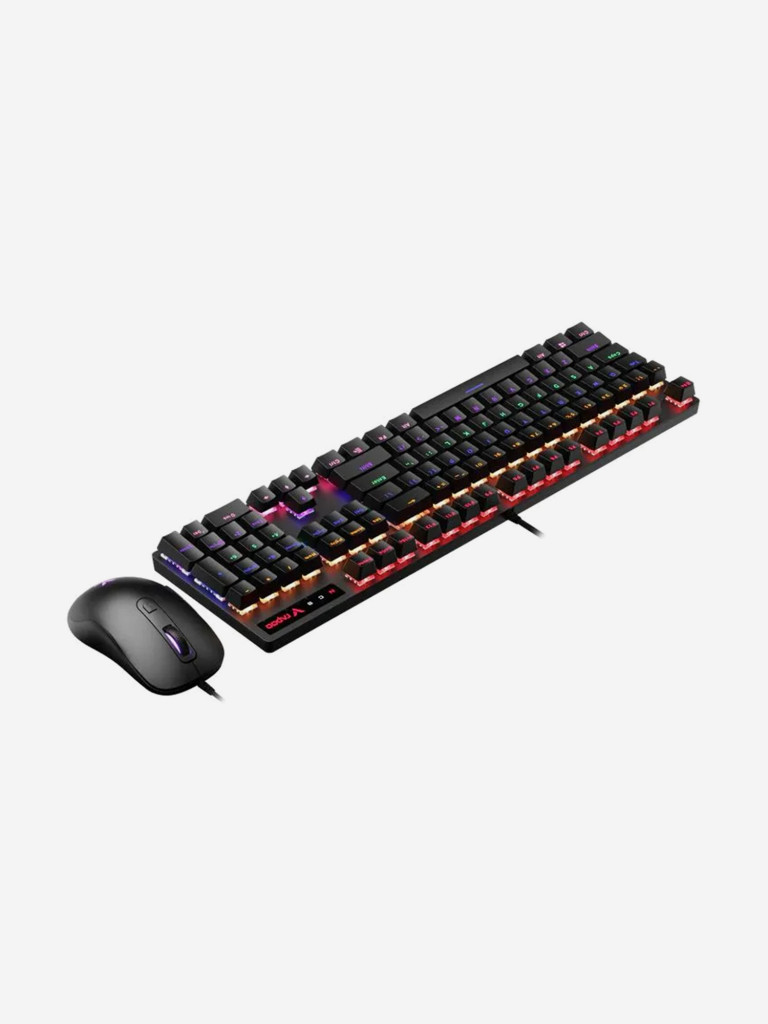 RAPOO Игровая механическая клавиатура+мышь проводная V150S, цвет - черный (13147)