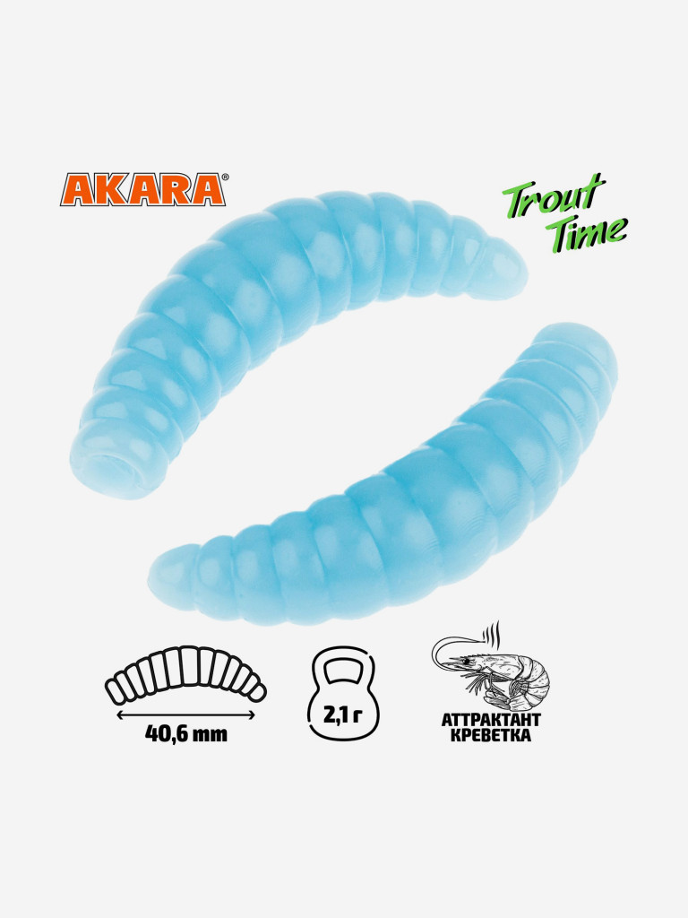 Силиконовая приманка Akara Trout Time MAGGOT 1,6 463, Shrimp (20 шт.)