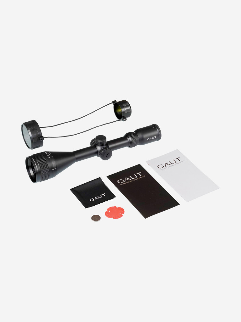 Прицел Gaut Quartz 4-12x50, AO-параллакс, сетка 2 (Mil-Dot), подсветка красная, 25.4мм, поправки 1/4 МОА