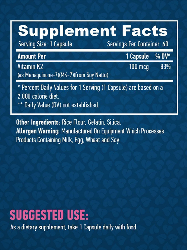 Витамин Vitamin K2 - MK7 HAYA LABS 100 мгк 60 капсул
