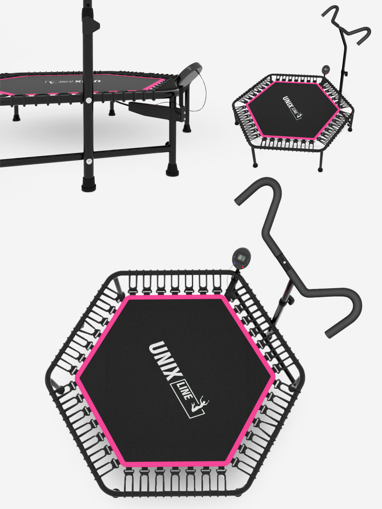 Батут спортивный для фитнеса и джампинга UNIX Line Fitness Pro 125 см, розовый