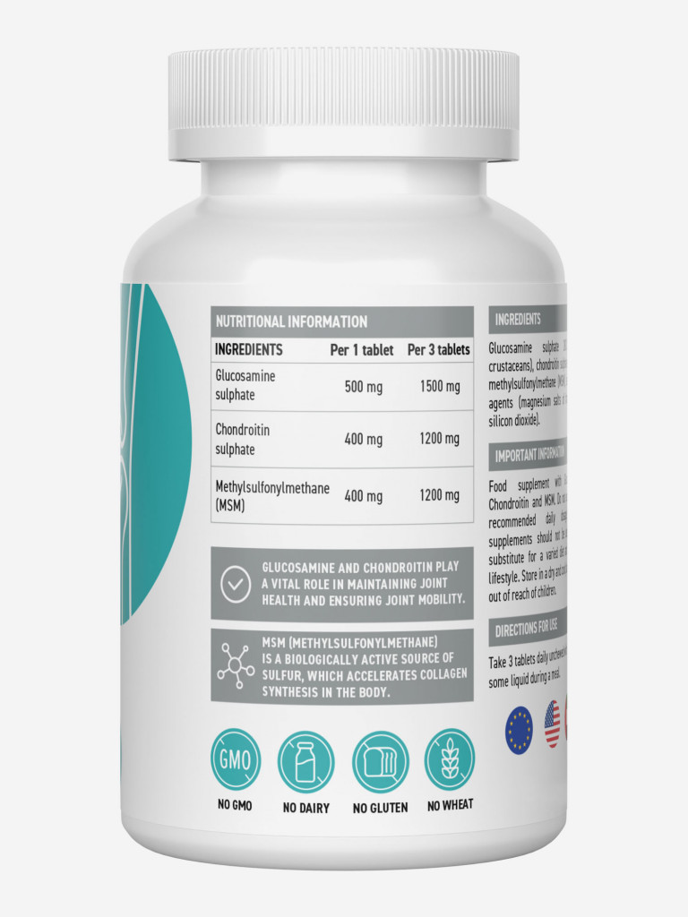 Комплекс Глюкозамин + Хондроитин + МСМ Ultrasupps, 90 шт