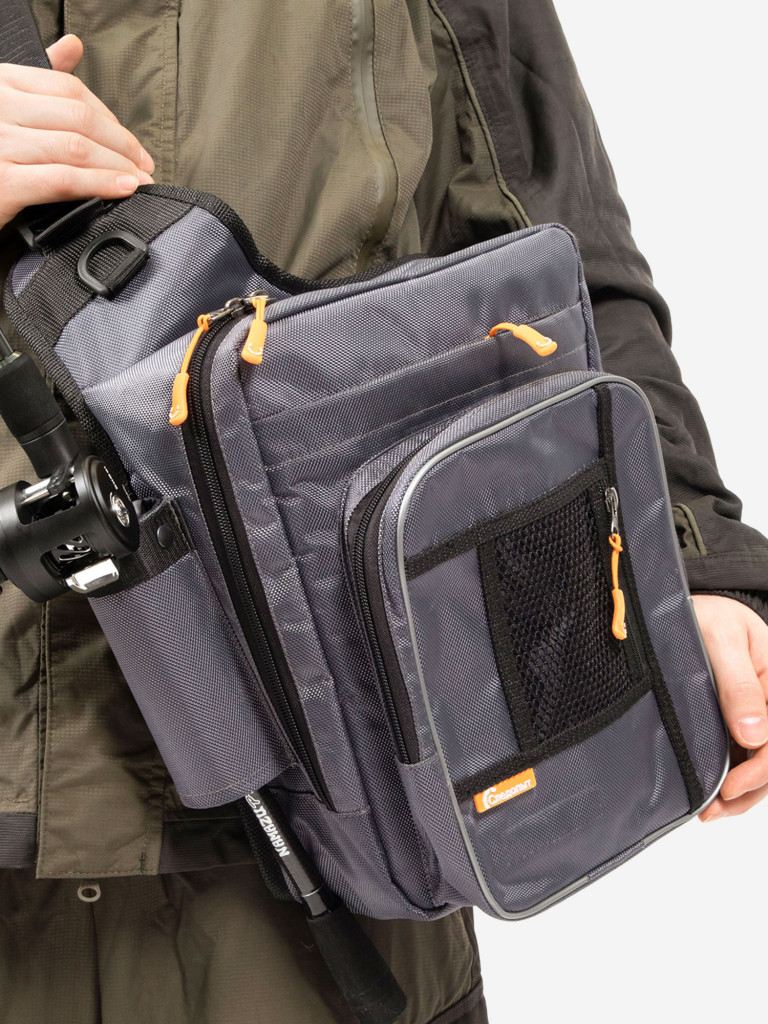 Сумка рыболовная Следопыт Fishing Shoulder Bag, 40х43х10 см, цвет серый.