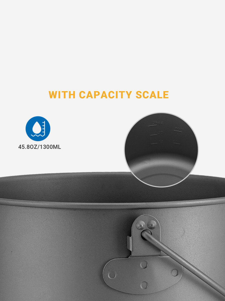 Кастрюля-котелок c крышкой CA2115 1300ml Titanium hanging pot