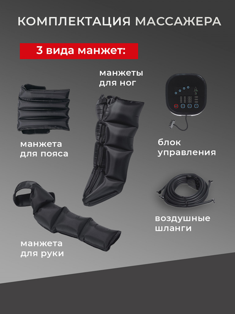 Лимфодренажный массажер для всего тела HEALO, рук, ног и талии, электрический, компрессионный аппарат для прессотерапии и лимфодренажа от отеков для тела