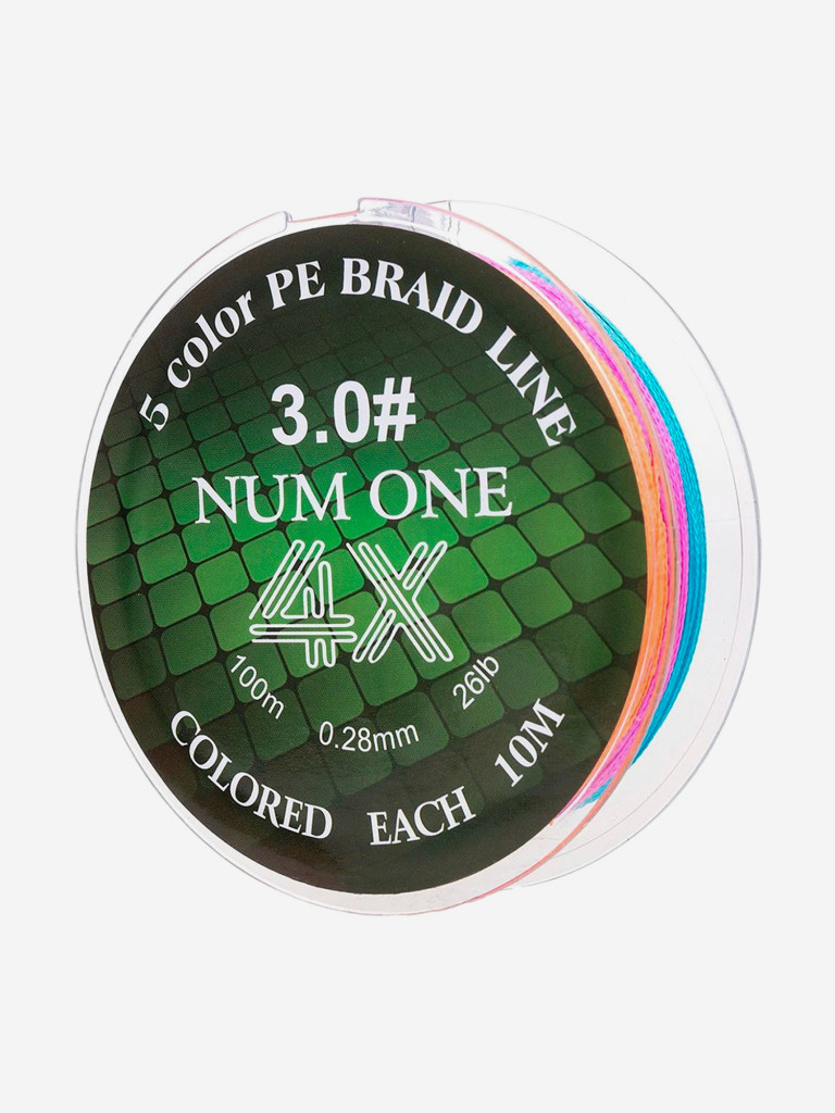 Шнур плетеный для рыбалки Ryobi NUM ONE PE4X, 100м, 0,285мм, 12кг, мультиколор