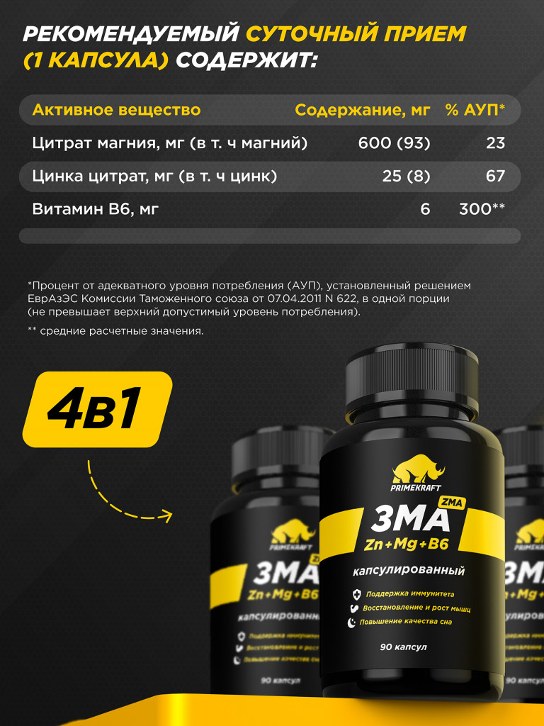 ЗМА PRIMEKRAFT, 90 капсул
