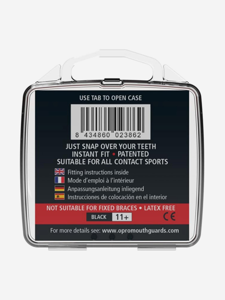 Боксерская капа взрослая, спортивная, однослойная, защитная для зубов OPRO Snap-Fit - Black