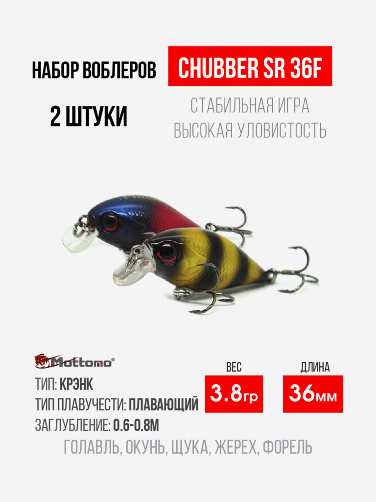 Набор воблеров для рыбалки Chubber 36F "2в1" крэнк плавающий