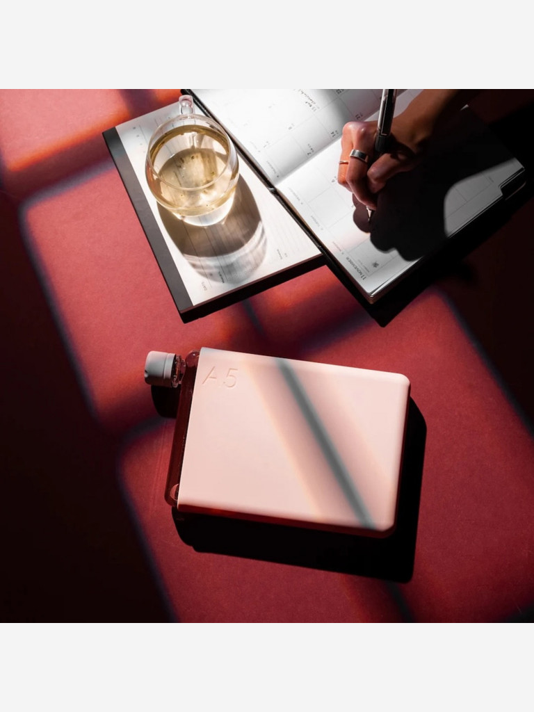 Бутылка с силиконовым чехлом Memobottle A5, розовый