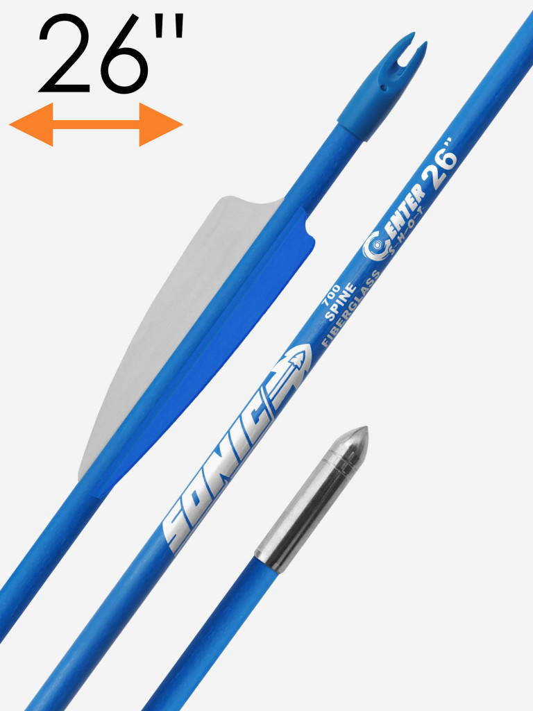 Стрела лучная фибергласс Centershot Sonic 26" оперение Parabolic 3" синяя (12шт.)