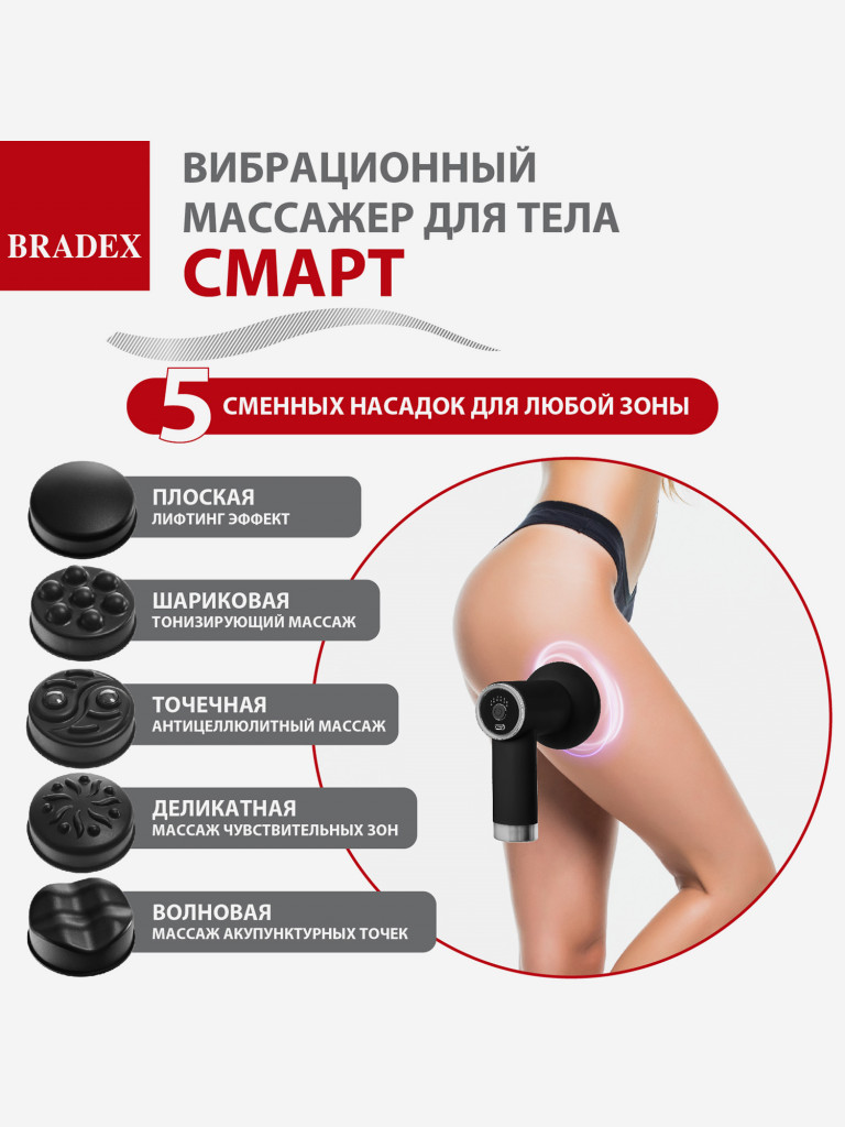 Вибрационный массажер для тела СМАРТ, чёрный