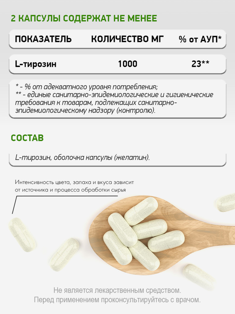 Тирозин, NaturalSupp, 60 капсул