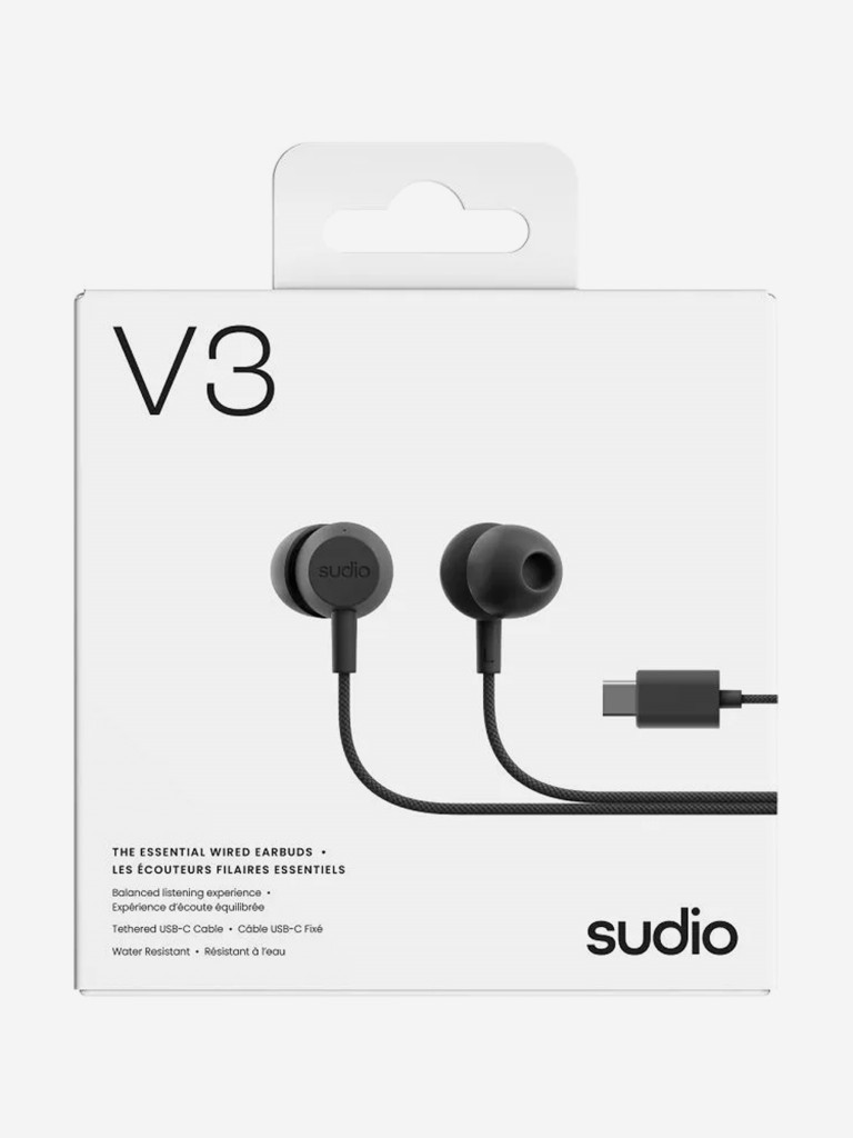 Проводные наушники Sudio V3 Wired Earbuds со встроенным микрофоном, чвет: черный