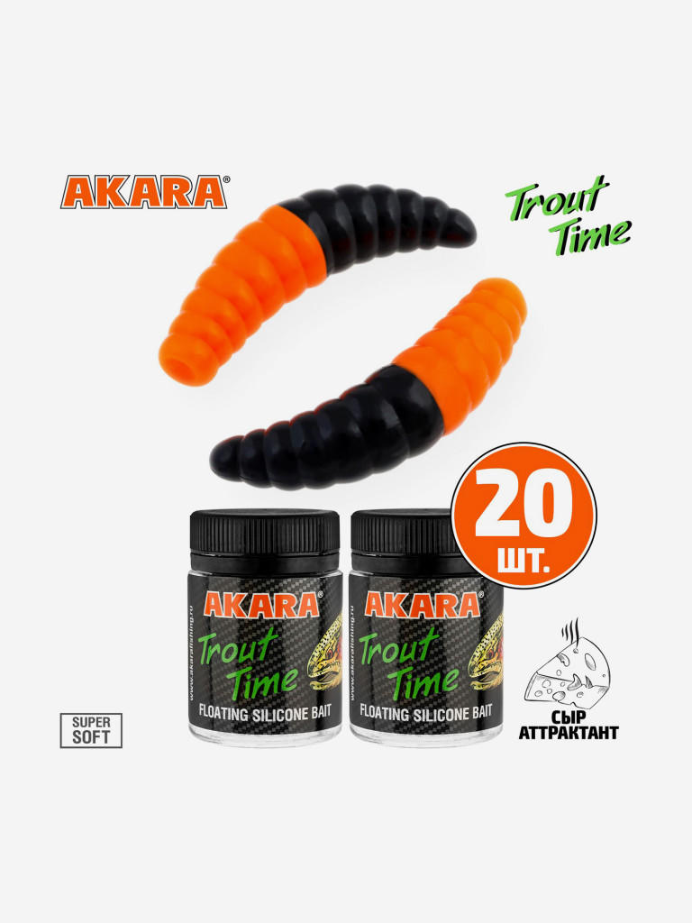 Силиконовая приманка Akara Trout Time MAGGOT 1,6 99T, Cheese (20 шт.)